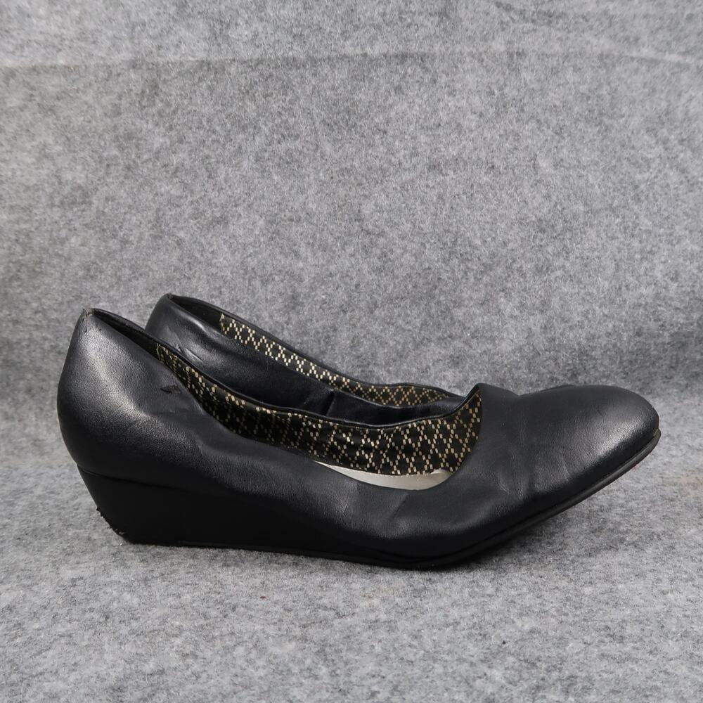 Madeline Stuart Shoes Womens 10W Wedge Ballet Flats Slip On Round Toe Black